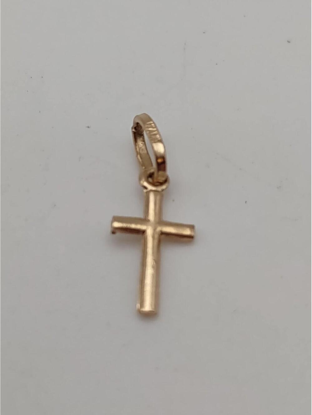Italy 925 Sterling Gold Tone Cross Pendant/Charm Tiny
